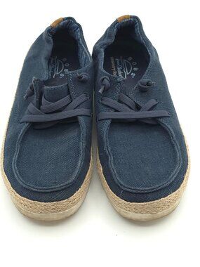 Bobs By Skechers Women's Espadrille Slip-On Shoes Navy Size 7 Canvas Casual